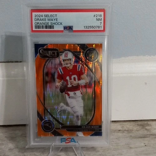 Panini 2024 Select Club Level Drake Maye #218 Orange Shock Prizm /399 PSA 7 Roo…