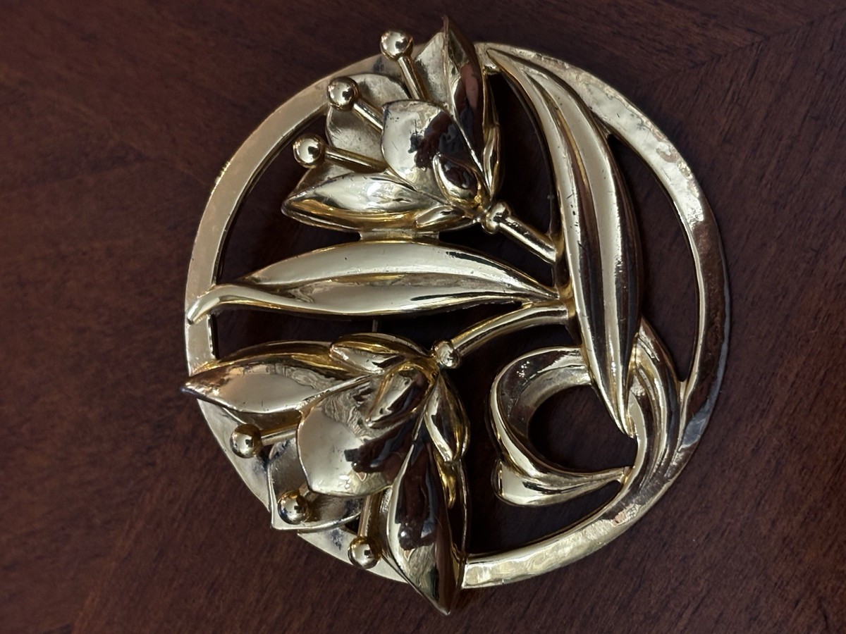 Vintage 1940’s Coro Sterling Craft Blooming Tulip  Flower Brooch Pin marked