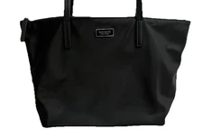 Kate Spade New York Black Nylon Small Tote Handbag Double Straps Zipper Closure