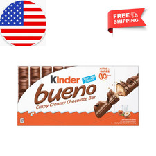 Kinder Bueno Milk Chocolate Bars with Hazelnut Cream, 10 Bars, Chocolate Candy B