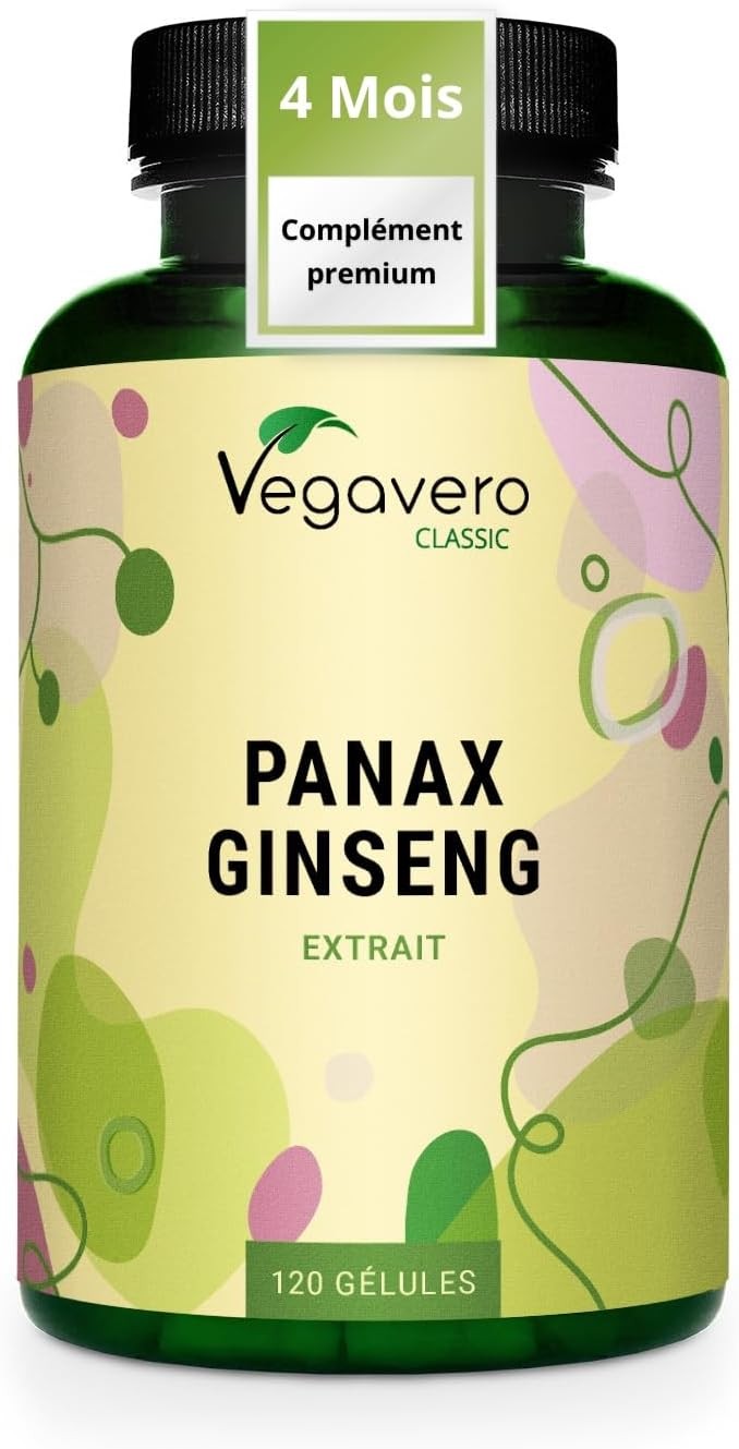 Panax Ginseng Rouge Coréen 120 Gélules Extra Fort 4800 mg Complément Anti Stres Naturel