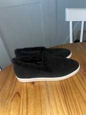 Birdies The Swift Sequoia Suede Leather w/Faux Fur Slip On Shoes BLACK SZ 7 NEW 