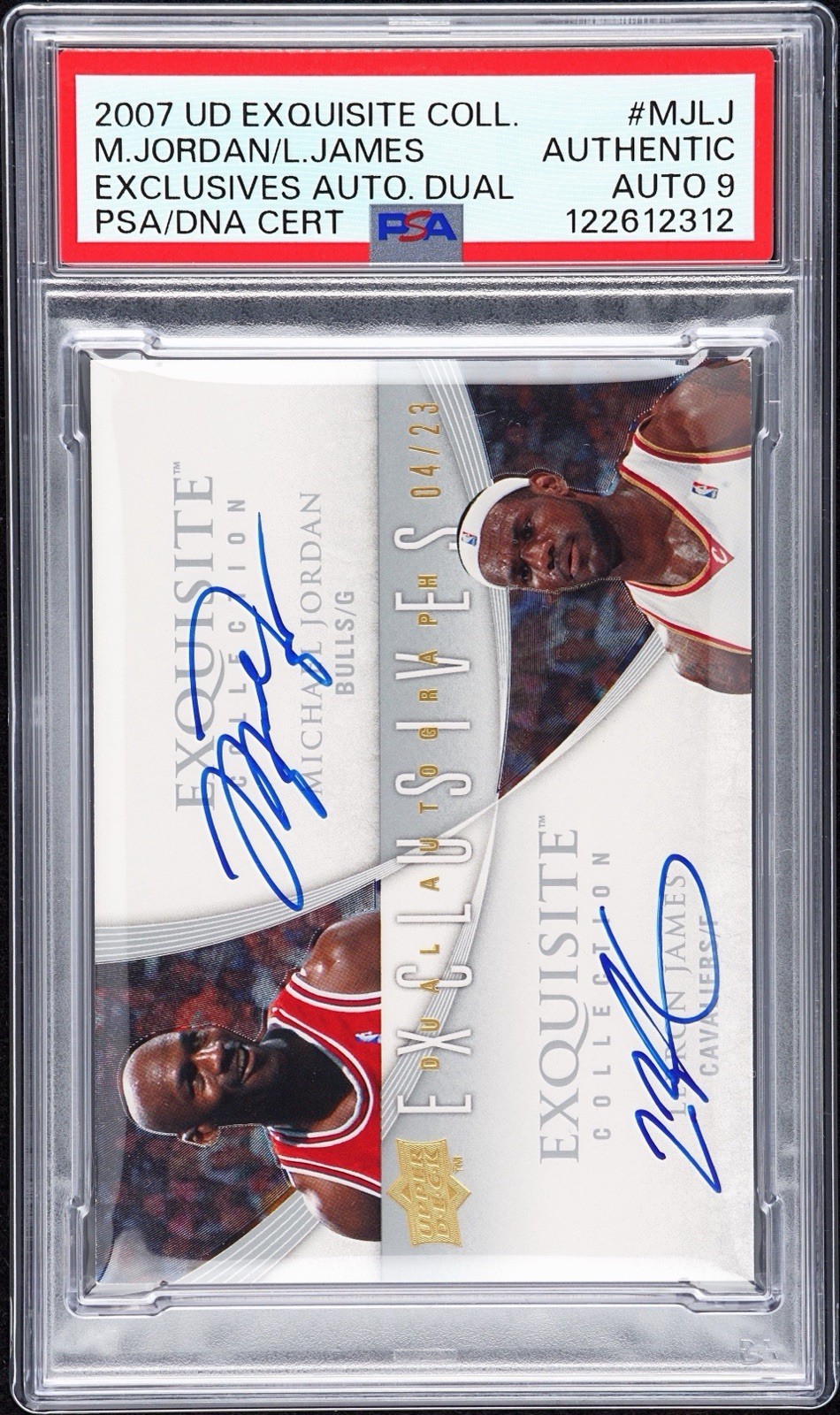 LeBron James Autographed Signed 2007 LEBRON MICHAEL JORDAN EXQUISITE COLLECTION EXCLUSIVES S AUTO PSA 