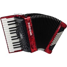 Hohner Bravo II 48 Accordion with Black Bellows Red