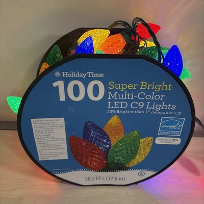 100 ct Super Bright Multi-Color Indoor/Outdoor LED C9 Christmas Lights 58.5 ft