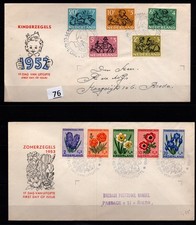 + NETHERLANDS - 2 FDC - FLOWERS - KIDS - 1953