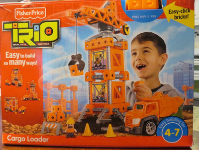 Fisher-Price Trio CARGO LOADER Easy Click Building Block Set Complete w/ Box