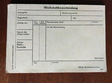 DDR Formular Kontrollzettel VEB TuR Werkstatt Beanstandungen Block Ca 60 St&uuml;ck