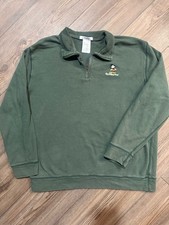 Vintage Disney World Mickey Mouse Quarter Zip Sweatshirt Large Green Y2K