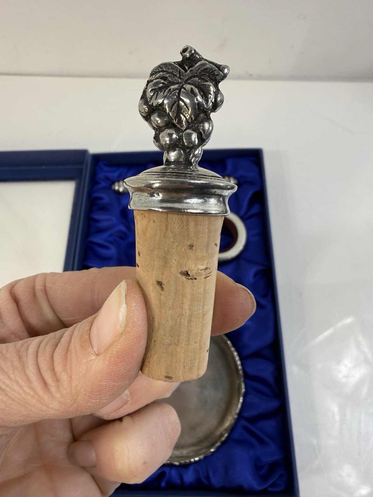 Pierre Deux Pewter Grapevine Wine Set Corkscrew Bottle Stopper And Coaster