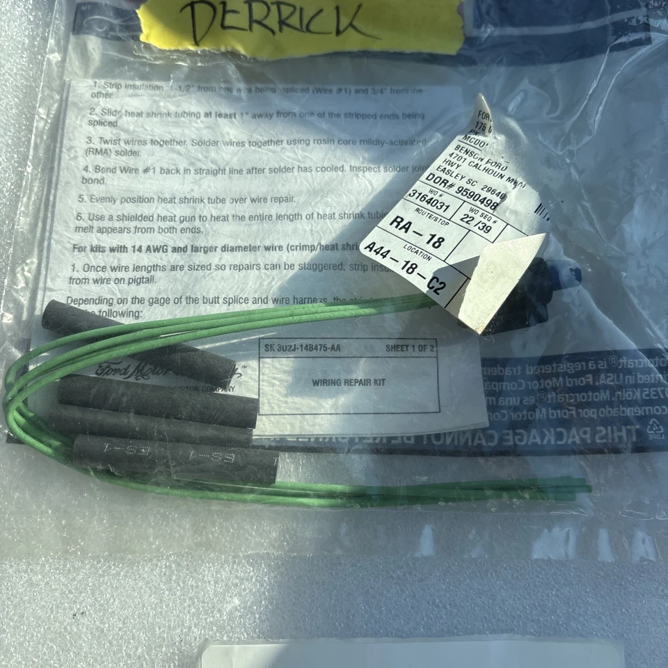 Motorcraft WPT-1309 Ford CU2Z-14S411-AYA Wiring Pigtail Kit Harness OEM - Image 3 of 4