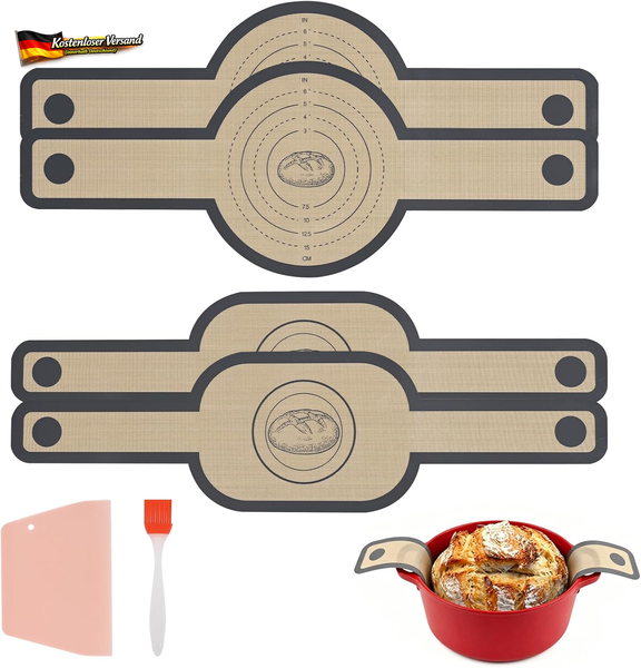 4 StüCk Silikon Backmatte FüR Dutch Oven, Brotschlinge Mit Langen Griffen, Wiede-image