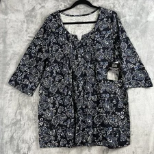 Woman Within Women's Plus Size  Large Quarter Sleeve Pintucked Henley Tunic