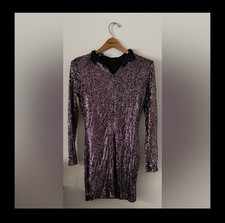 Windsor Black Pink Sequin Long Sleeve Nylon Party Dress Women’s Size M Medium