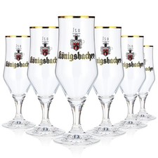 6x K&ouml;nigsbacher Bier Glas 0,2l Kelch Goldrand Rastal Pokal (6er Set)
