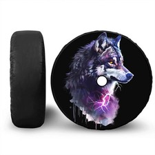 Spare Tire Cover w/ Camera Hole Wolf Design Jeep Wrangler RV SUV 4x4