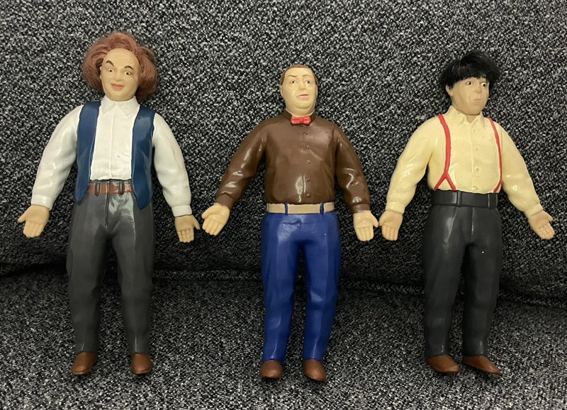 Vintage 1996 Three Stooges Bendable Figures Set - Moe Larry Curly Gordy Toys 5"
