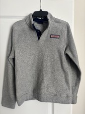 Vineyard Vines Boys Henley Fleece Sweatshirt Gray Collared Button M 12-14 