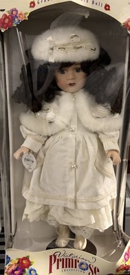 Primrose Victorian Primrose Collection Porcelain Doll Brown Curly Hair Box