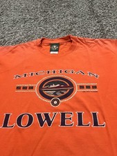 Vintage 90’s Made In USA Lowell, Michigan Orange T Shirt Size Large Rare Vtg