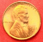 1948-S Lincoln Wheat Cent Penny GEM RED BU From an Original Bank Roll