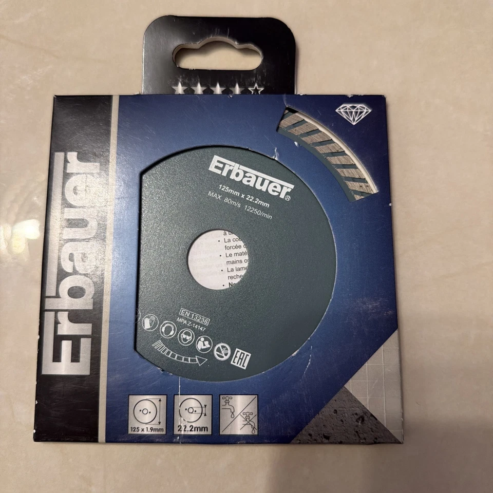 Erbauer 125 x 1.9mm 22.2mm Turbo Diamond Cutting Blade - Image 1 of 1