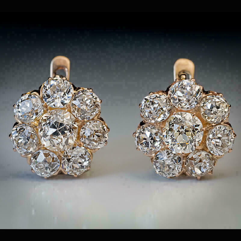 Pendientes mujer 1,45 Kt redondo racimo diamante boda gota acabado oro amarillo plata