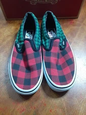 VANS Classic Men 5.5 Women 7 Canvas Slip On Skate Shoes 721454 Red Green Blue
