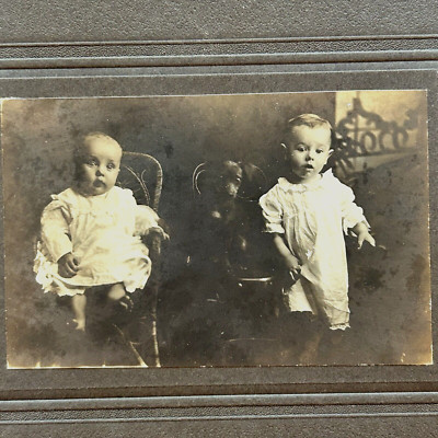Victorian Cabinet Card Baby Boy Girl Toddler Chair Mertens Texas 1908