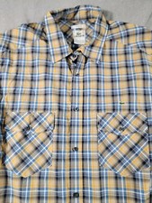 VTG Lacoste Shirt Mens Large 42 Blue/Yellow Plaid Button L/S Alligator Logo