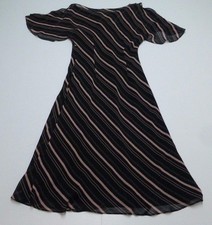 Express Silk Lined Drape Neck Dress Womens 3/4 Black Pink Stripe Great Condition