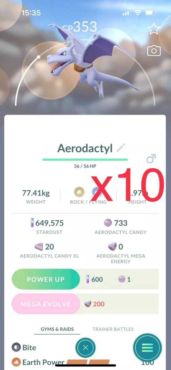 Pokemon Aerodactyl x10 GO - Fast Delivery - Chance of Lucky !!