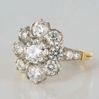 Art Deco Antique 2.90 Ct White Diamond Vintage Wedding Ring 14K Yellow Gold Over