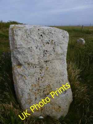 Photo 6x4 Boundary Stone with benchmark, Wallsend Cove, Portland Southwel c2015