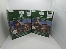 Holiday Time 200 White LED High-Density Icicle Christmas Lights White Wire 2Pack