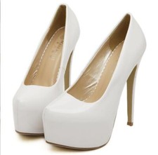 Elegant Womens Faux Leather High Heel Platform Shoes Nightclub Party Stage Pumps