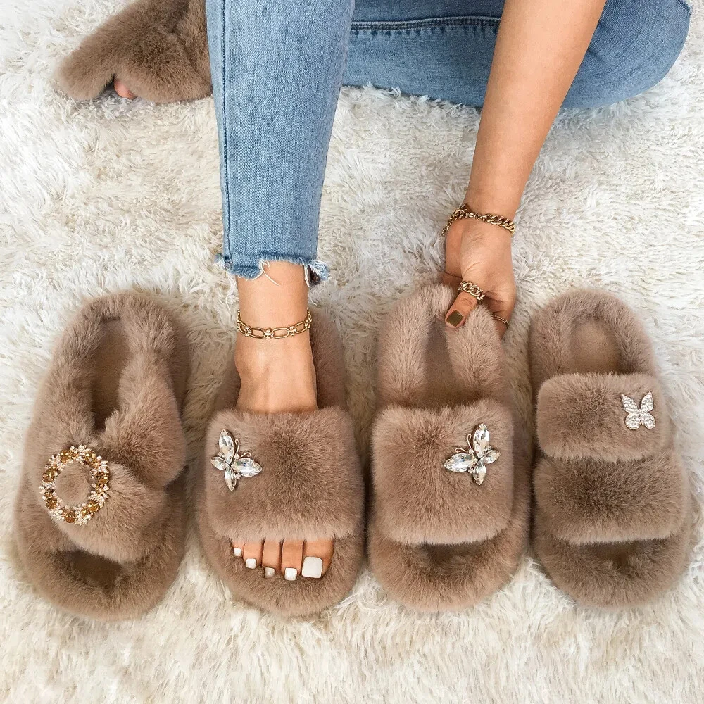 Fur shoes sandals clearance