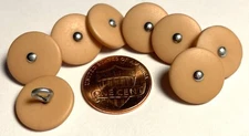 8 Vintage Matte Dull Tan Light Brown Pin Shank Buttons 14.7mm 9/16" 12669