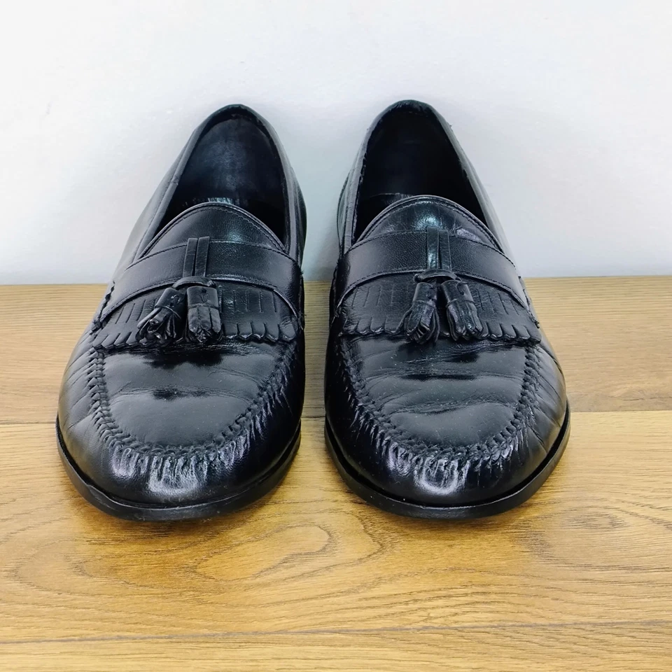 Mocasines sin cordones Towncraft con borla de cuero negro punta sin usar para hombre EE. UU. 9,5 D Foto 3 de 4