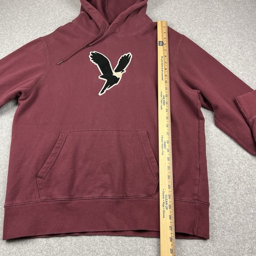 Vintage 90s American Eagle Hoodie Men Large Maroon Embroidered Eagle Sweatshirt - Picture 5 of 7