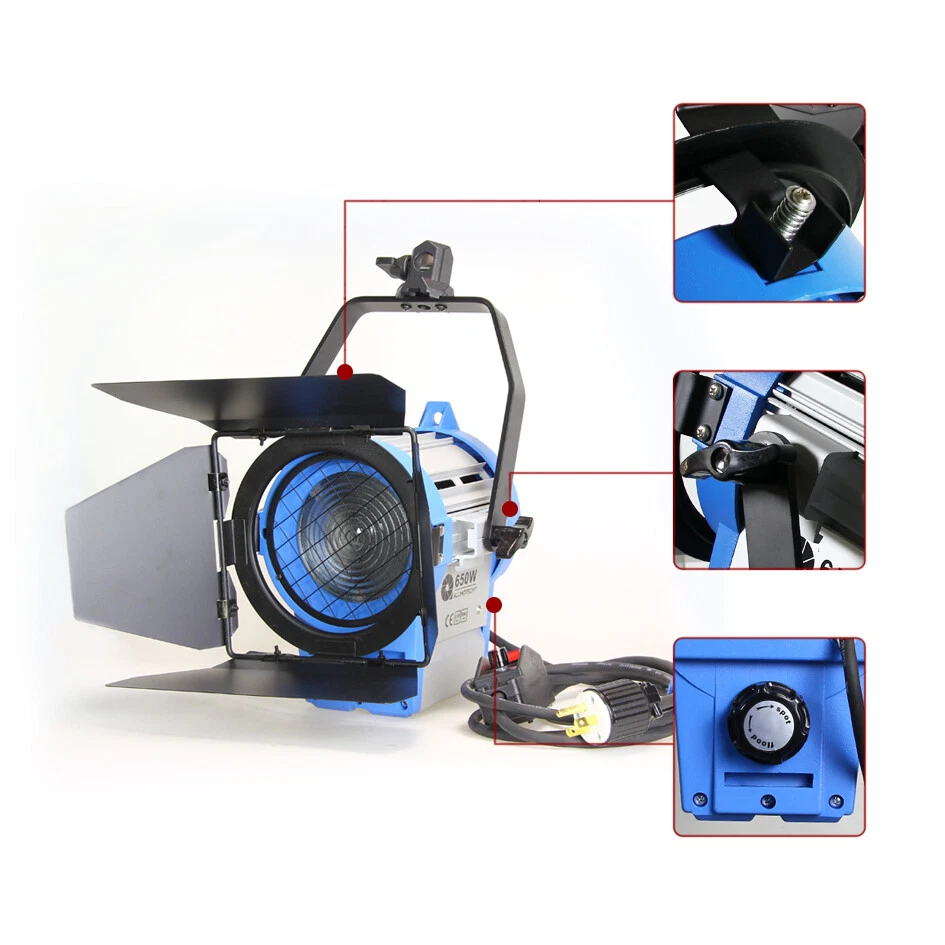 650W Pro Film Tungsten Spot light + Built-in Dimmer+ globe Studio Fit Arri Bulb - Image 2 of 4