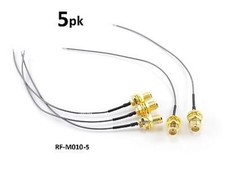 5-PACK 6" SMA Female w/ Nut Bulkhead Pigtail Open RF Jumper 1.13mm Coax Cable