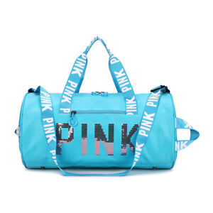 Pink Gym Duffle Bag Waterproof Sequins Sports Bags Travel Duffel Bags with Shoes