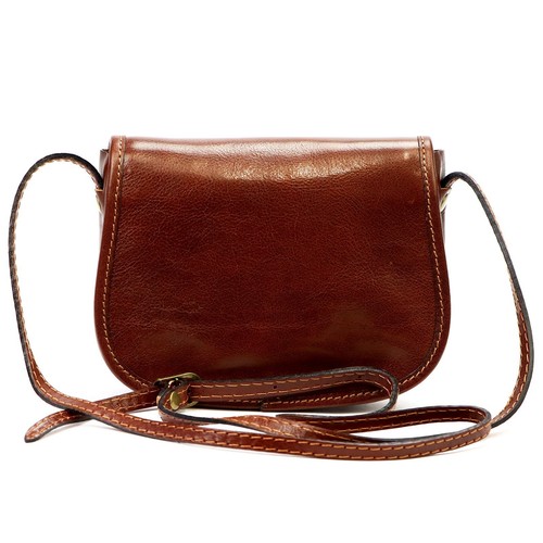 Genuine Italian Leather Mini Crossbody Bag - Handmade Small Satchel - Brown - Picture 5 of 8