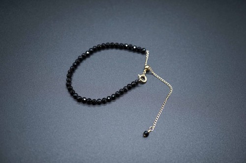 Faceted Black Tourmaline Silver Adjustable Bracelet Tiny Tourmaline Bracelet 7'' - Picture 4 of 12