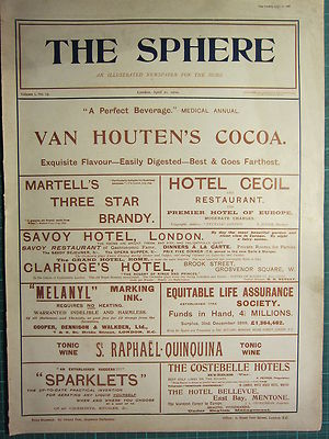 1900 VIKTORIANISCHER DRUCK ~ WERBUNG VAN HOUTEN'S COCOA MARTELLS BRANDY MELANYL