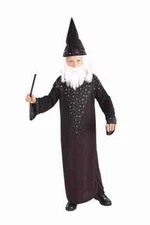 WIZARD HALLOWEEN COSTUME w/SHINY SILVER STAR & MOON TRIM CHILD SIZE LARGE 12-14 