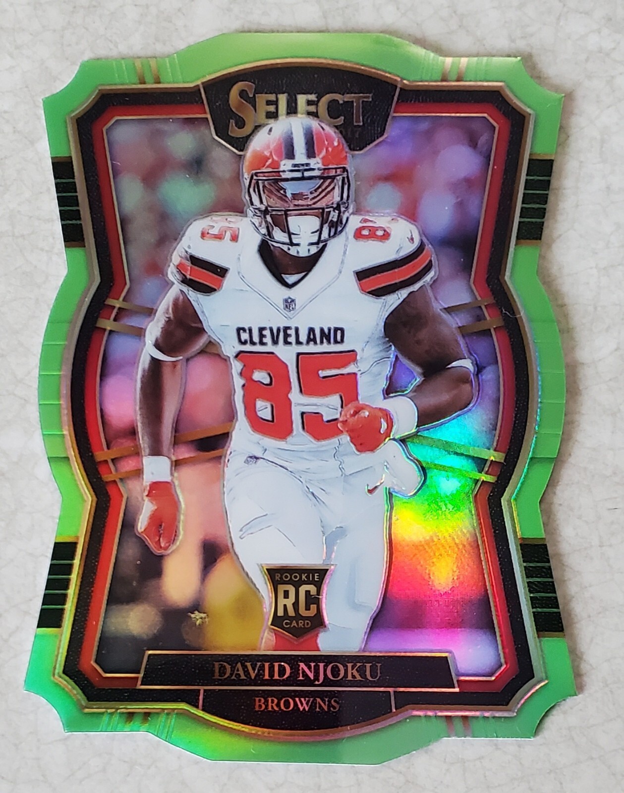 DAVID NJOKU 2017 PANINI SELECT #120 NEON GREEN DIE-CUT 12/49 RC CLEVELAND BROWNS