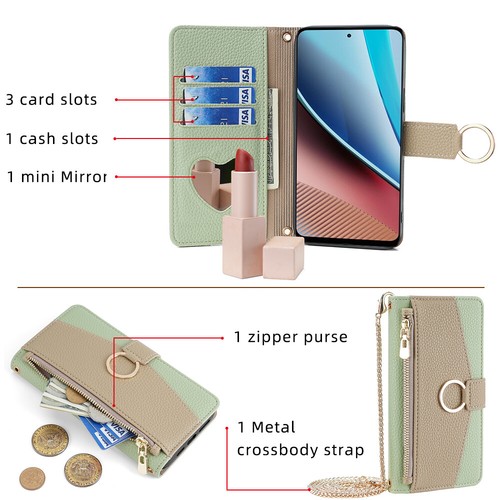 For Motorola G Stylus/Power 5G 2024 Luxury Metal Crossbody Strap Wallet Case - Picture 23 of 42