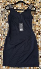 NWT Rock & Republic Black Tie Full Metal Black Fitted Dress~Sparkly Strap~XS~$70